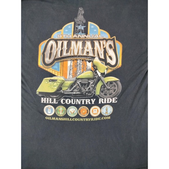 Gildan Oilman's Hill Country Ride Shirt Mens XL Black Motorcycle Bikercore Moto - Picture 4 of 11